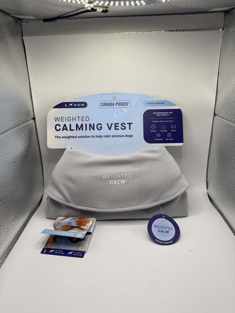 Canada Pooch Weighted Calming Vest for Dogs, Grey, Size Large (26-45 lbs)